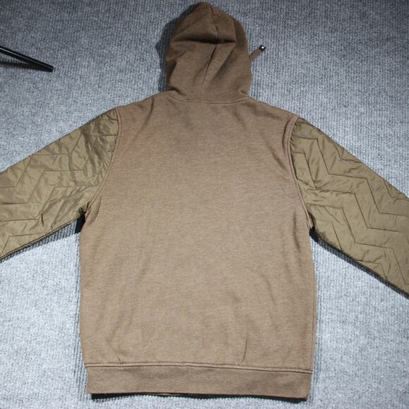 Hurley Quilted Hoodie Mens Large Brown Quilted Sleeves Surf Y2K Retro Full Zip - Picture 6 of 8